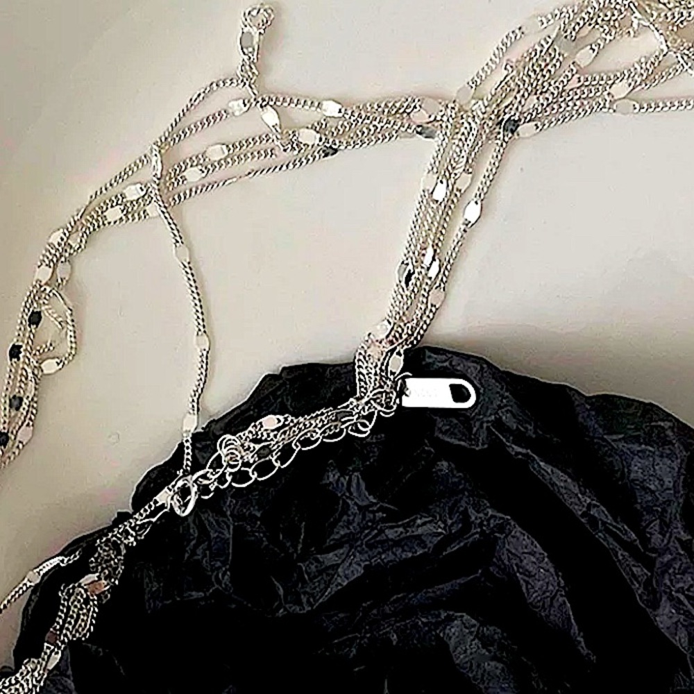 Sterling Silver Multilayer Minimalist Necklace - Picture 6 of 6